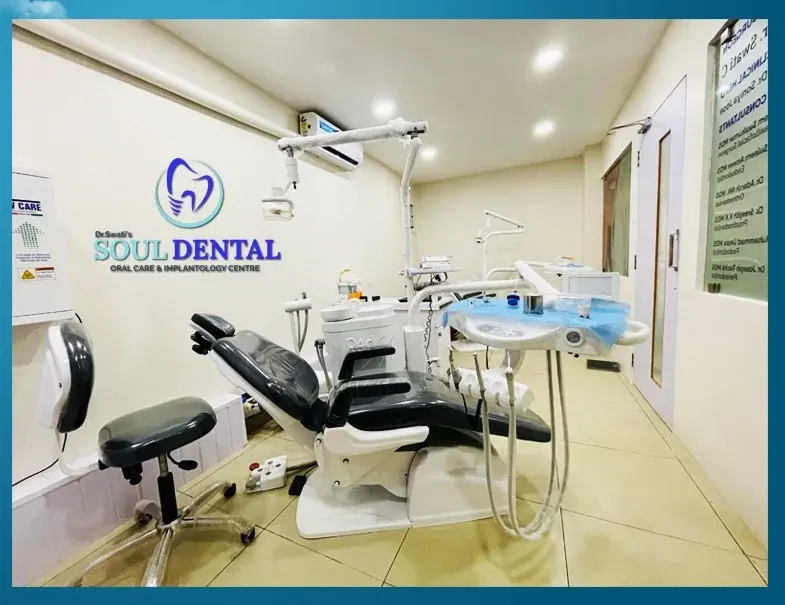 Dr. Swati's Soul Dental treatment room with modern dental chair and branding